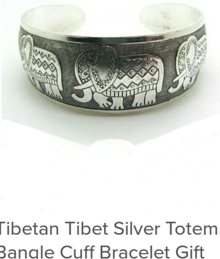Tibetan silver adjustable Elephant bangle